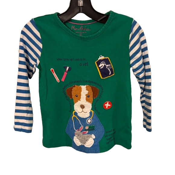 Mini Boden Shirt Veterinarian Educational Facts Green Applique Unisex Sz 4-5 - Picture 1 of 12